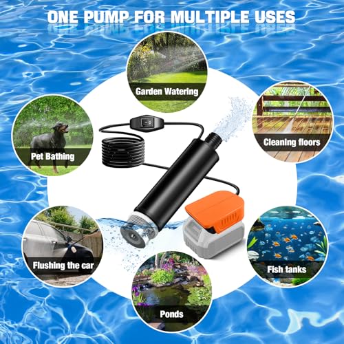 Portable Water Transfer Pump For Dewalt 20V Max Battery, 500GPH 100W 16Ft Cord for Pool, Water Beds, Garden Shower, Puddle,Camping, RV, Bilge,Fish Tank,Diesel Boat Truck (No Battery) - style: PUMP for Dewalt