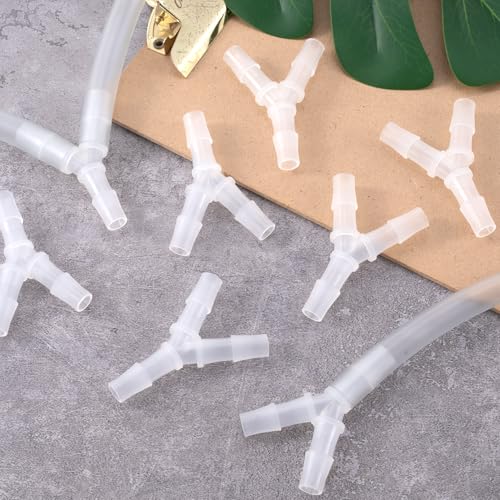 PAGOW 8 Pcs Hose Barb Fitting, 3/8" Plastic Hose Barb Tee 3 Way Y Shape Barbed Fitting for Air Line Tubing Pipe, Oxygen Tubing Pipe, Household Fuel, Gas, Water - size: 3/8" (8 Pcs)