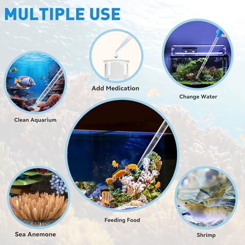 27.7IN Extra Long Turkey Baster for Aquarium (50ml, Blue) | Plastic Turkey Baster Long Syringe, Waste Remover for Aquarium Vacuum, Siphon for Fish Tank, Fish Waste Collector