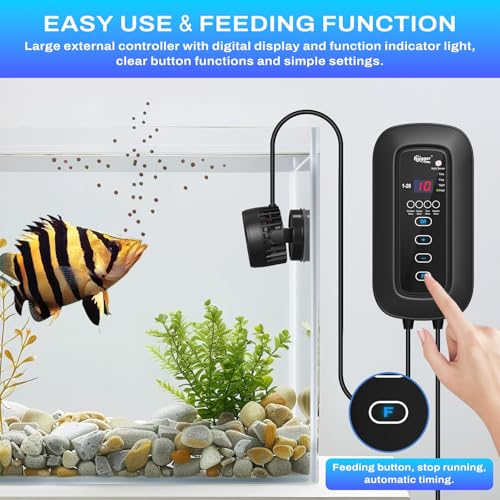 hygger DC Powerful Wave Maker For Aquarium, Quiet Aquarium Circulation Water Pump Adjustable Flow Freq, 4 Waves/Night/Feed Modes, Magnetic Holder Display Controller - size: 25W for 70~120Gallons