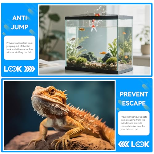 Fish Tank Lid Magnetic Aquarium Lid DIY Size Fish Tank Cover Anti-Jumping Net Soft and Strong Mesh Protect Fish Jumping Out Easy Installation Washable (Gray, 24''x12'' Fit for ≤10 Gallon) - size: 24''x12'' Fit for ≤10 gallon