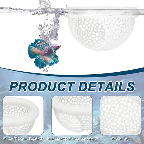 2Pcs Floating Betta Hammock Shrimp Shelter Betta Shrimp Feeder 3D Printed Fish Tank Accessories (S/L, White) for Small Aquarium Safe Rest - color: White