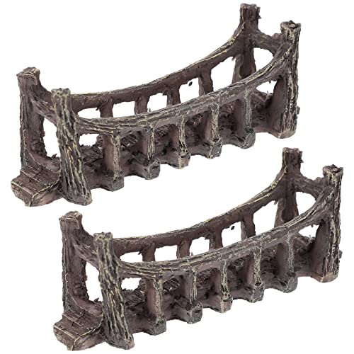 DOITOOL 2pcs Bridge Decor for Aquarium Landscaping Fish Tank Ornament Artificial Bridge Decoration Vivid Fish Tank Decor for Home Decoration