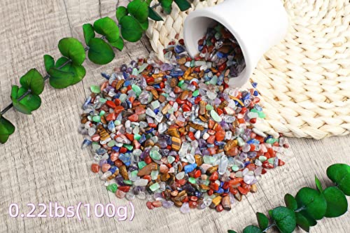 ZHIYUXI Chakra Crystal Vase Filler Crystal Chips Stone for Decoration Succulent Plants Vase Fish Tank Gravel Crushed Crystals Chips Gemstone Polished Healing Crystals Quartz Home Decor Gem Stones - color: B# Chakra, size: 0.22lbs