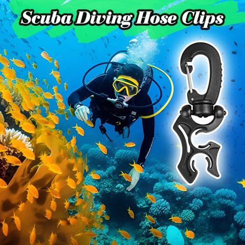 3 Pieces Scuba Hose Holder Clip, Double BCD Hose Diving Clips with Snap Hook Buckle for Scuba Diving Snorkeling Equipment Accessories - color: Black