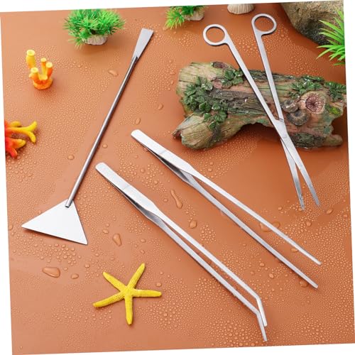 HANABASS 1set Aquascaping Tools Tweezers Scissors and Scraper for Aquarium Plant Maintenance and Fish Tank Cleaning