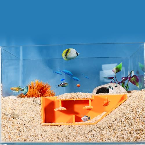 Aquarium Undergravel Fish Tunnel Cave Tunnel Fish Hide Fish Cave Corner Fish Tank Decorations Under Gravel Viewing Tunnel Fish Cave for Aquarium Hideout (Orange,Style 6) - color: Orange, style: Style 6
