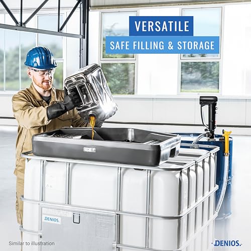 DENIOS® IBC Tote Funnel - 49.5"x42"x5" | Extra Large Funnel | Wide Mouth for IBC Totes | Perfect for Fast, Spill-Free Liquid Transfer | Heavy-Duty Large | Black | IBC Tote NOT Included - color: Black
