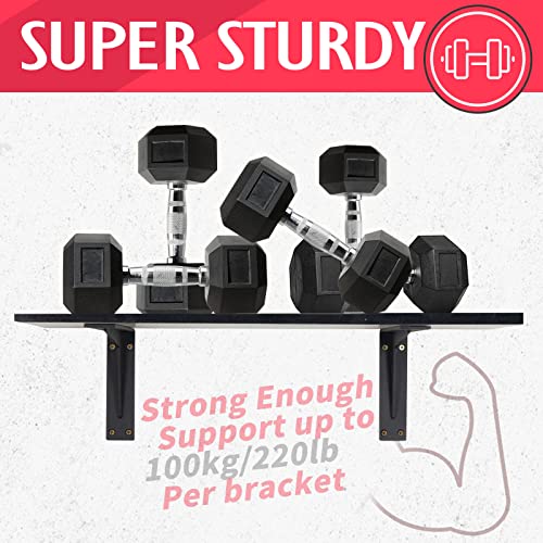 CLT 6" Black Shelf Bracket, 1/5" Thick Heavy Duty Corner Brace, Max Load 220 lbs, Industrial Farmhouse Right Angle Bracket for Tables, Benches & DIY Projects, Pack of 4 - size: 6 Inch, style: Black L Gusset