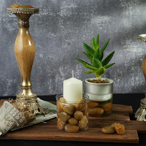 6 LBS River Rocks, StoneCreek, Decorative Garden Stones for Plant Landscaping, Polished Gravel Filler Pebbles for Home Decoration, Vases, Succulents, Flower Beds and Fish Tanks (Pale Yellow, Medium) - color: Pale Yellow, size: 6 LBS