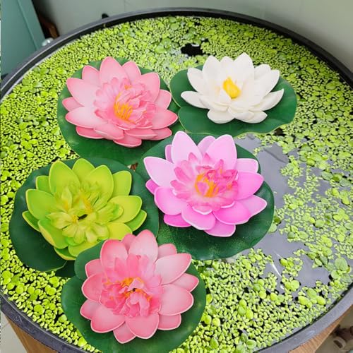 2PCS Artificial Lotus Floating Simulated Plant Realistic Aquarium Garden Lily Decoration Micro Landscape Pond Water,10cm (Purple) - color: Purple
