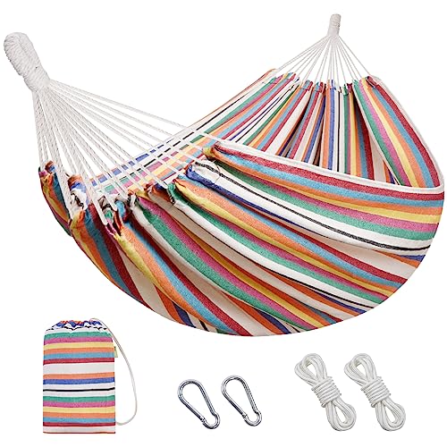 INNO STAGE Brazilian Hammock with Tree Straps - Cotton Hammocks Portable Hammock with Carry Bag for Backyard, Porch, Outdoor and Indoor Use Mixcolor - color: Mixcolor, size: X-Large