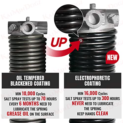 Pair of 2" Garage Door Torsion Springs Set with Non-Slip Winding Bar & Gloves,High Precision Electrophoresis Black Coated, for Replacement & Installation, MIN 16,000 Cycles (0.207x2''x27'') - size: 0.207X2"X27"