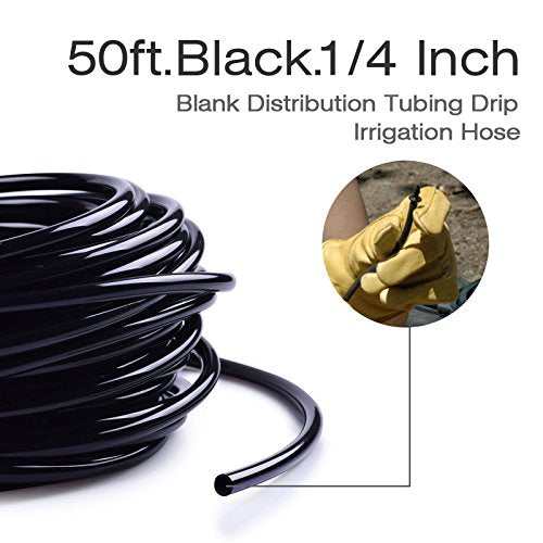 MIXC 1/4 Inch Blank Distribution Tubing Drip Irrigation Hose, 50ft Roll - size: 50FT
