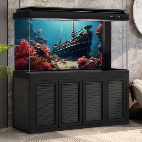Sunken Pirate Ship Aquarium Background Vibrant Underwater Coral Reef Seascape Fish Tank Background Timeless Nostalgia Rusty Ship Debris Terrarium Backgrounds Undersea Reptile Tank Backgrounds 24x12in - color: Blue_Pink, size: 24(W)x12(H)in