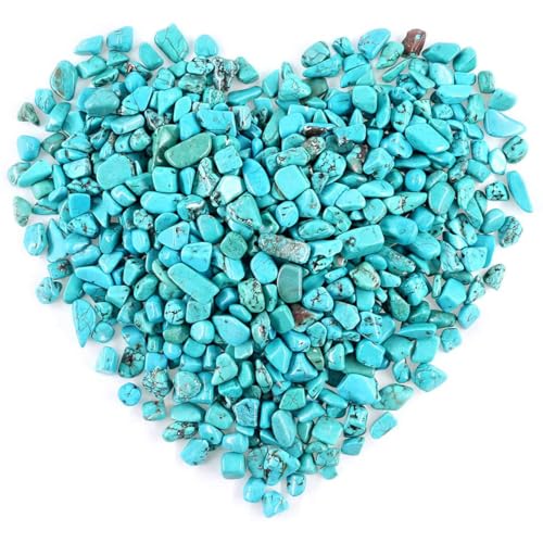 WAYBER 1 Lb/460g Green Turquoise Decorative Stones Irregular Aquarium Pebbles Crystal Rocks Quartz Gravels for Fish Turtle Tank/Succulent Plants/Air Plants Decoration (Fill 1 Cup) - color: Turquoise, size: 1 Pound
