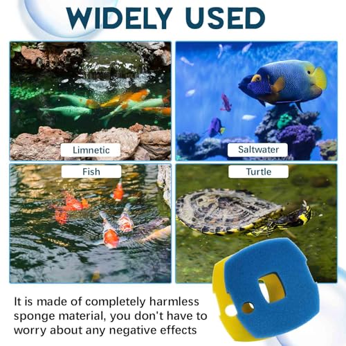Treela 4 Pcs Replacement Filter Sponge Pond Filter Pad Compatible with Anbull Pond Filter Pump 950/1370gph (12.2" x 10.23" x 2.95") Aquarium Filter Sponge Fish Tank Sponge (Blue Yellow, Pack of 2 Set)