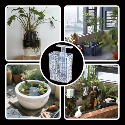 2pcs Upgraded Adjustable Aquarium Plant Holder，Fish Tank Plants Holder,Fish Tank Aquaponics Plant Cultivation and Aquarium Landscape Decoration with Hooks and Suction Cup(Transparent)