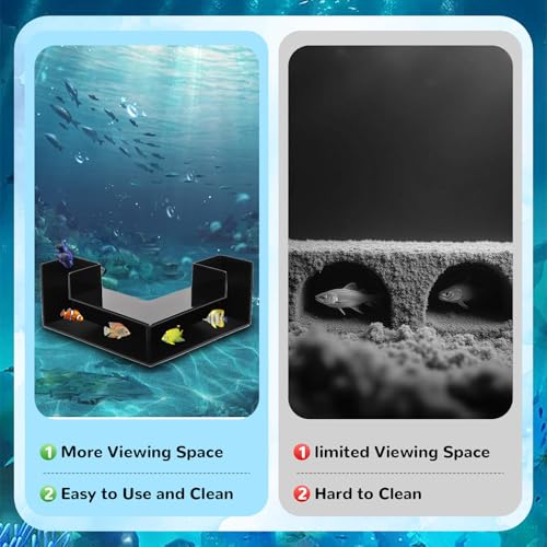 Dual-Entrance Aquarium Tunnel, Aquarium Cave Hideout 360° Viewing, Black Shrimp Cave Fish Tank Tunnels, Aquarium Underground Tunnel, Substrates Buried Tunnel for Fish Decoration