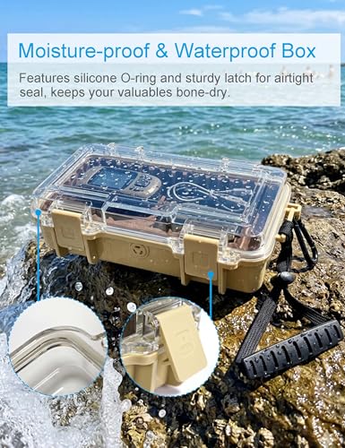 Hlotmeky Waterproof Box Dry Box Watertight Storage Box for Boat Waterproof Containers Hard Protective Case Phone Case for Kayaking, Boating & Fishing Floating Kayak Tackle Boxes 10" L x 5" W x 2.5" H