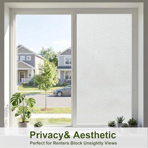 Frosted Glass Window Privacy Film, Embossed White,35.4"x78.74" - color: Frosted, size: 35.4" x 78.7"