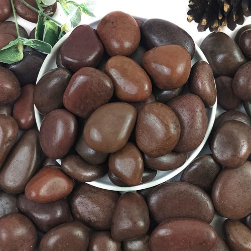 YISZM 10lbs Red River Rocks, 1-2 Inch Natural Pebbles for Indoor Plants, High Polished Decorative Stones Vase Filler Fish Tank Aquariums Landscaping Garden - color: Red, size: 10 Pounds
