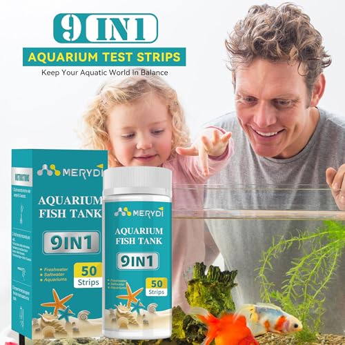 9-Way Aquarium Test Strips,50 Strips Aquarium Test Kit for Fish Tanks & Ponds, Quick & Accurate Water Testing Iron Copper Sodium Chlorine Nitrate Nitrite Total Alkalinity Hardness Free Chlorine pH - color: 9 way aquarium test strips