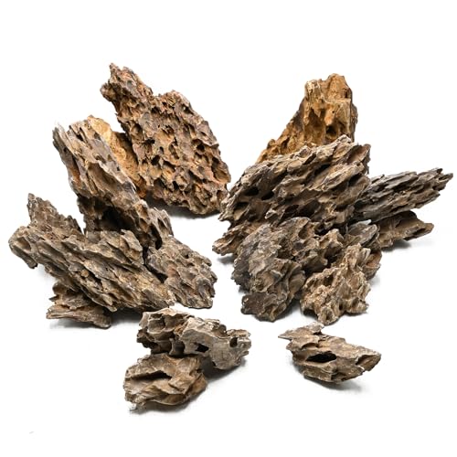 Unocho Aquarium Stone Rocks Dragon Stone 10lb Aquarium Décor Rocks Aquascaping Stone Fish Rocks for Aquariums Landscaping Model Tank Decoration Paludarium Amphibian Enclosures(2-6 inches) - size: 10LB(2-6 inches)