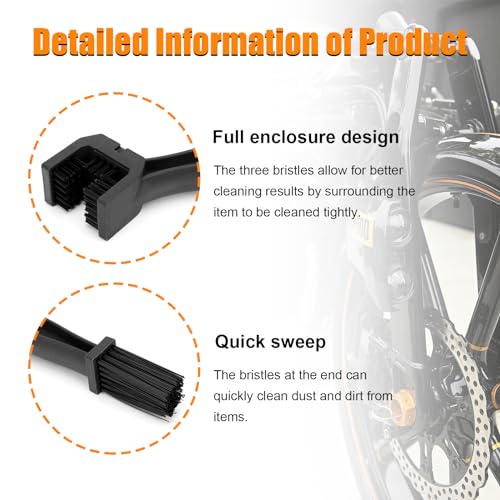 Ziciner Motorcycle Chain Brush, Bike Chain Cleaning Brush with Double-Ended Brushes, Durable Motor and Bicycle Chain Gears Maintenance Cleaning Tool, Motorcycle Accessories (Black) - color: Black