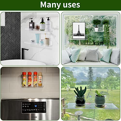 2 Pack Suction Cup Window Shelf for Plants 16 Inches, Clear Acrylic Indoor Plant Shelf Window Ledge Garden Sill Extender for Micro Greens, Seed Starter Pots, Herb Planters - size: 16 Inch- 2 Pack
