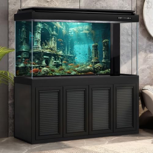 Under The Sea Aquarium Background Sunken Ancient City Ruins Fish Tank Background Forgotten Underwater City Fish Schools Swimming Terrarium Backgrounds Marine Ruins Reptile Tank Backgrounds 24x12in - color: Light Blue_Green, size: 24(W)x12(H)in