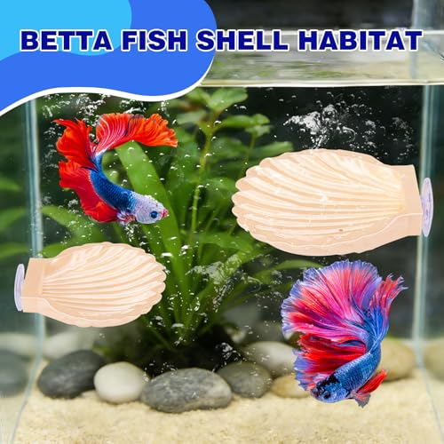 2pcs Betta Fish Shell Hammock, Large Aquarium Hammock Shell with Suction Cup, Shells Betta Resting Spot, Aquarium Decorations Accessories (Yellow) - color: Yellow