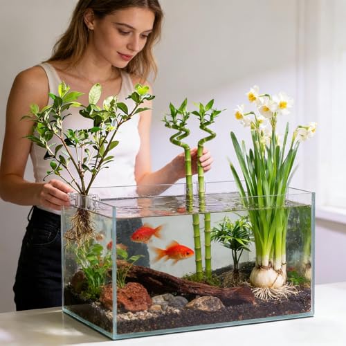 Plant Holder for Fish Tank – 6-Piece Clear Set | Hangable Aquarium Plant Cups with Clear Brackets for Fish Tan, Ideal Growth, Cultivation, and Home Aquarium Ecosystem Organization - size: Small