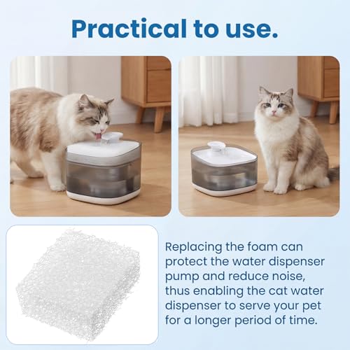 12 Pcs Cat Water Fountain Filter Sponge for 2L Pet Water Fountain Replacement Pre-Filter Sponge for Dog Cat (White Block)
