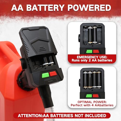 2026 Upgrade Automatic Battery Powered Fuel Transfer Pump, 3.2GPM Battery Operated Gas Can Pump with Auto-Stop Sensor, 47 IN Long Hose & 3 Adapters for Gasoline, Oil, Diesel (Not Include Gas Can)