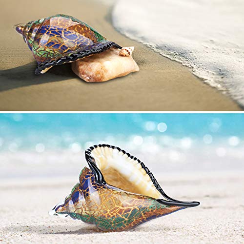 QFkris 8.4" Glass Conch Figurines, Hand Blown Seashell Art Figurine, Crystal Glass Paperweight, Home Decor Collectible Statue - color: Brown