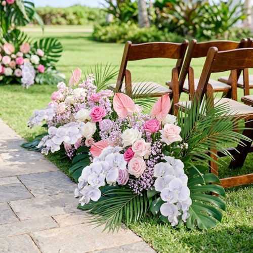 36.6'' Blue Orchids Artificial Flowers 10 Large Blooms Fake Phalaenopsis Branches 5PCS Long Stem Faux Silk Orchids for Tall Vase for Home Wedding Table Office Decor (Blue) - color: Blue
