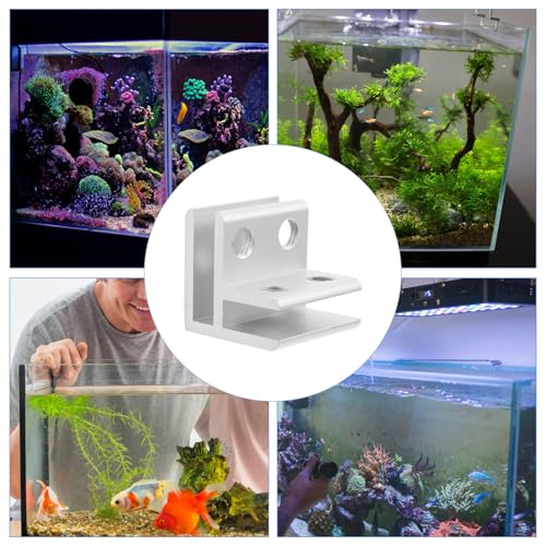 PRETYZOOM Glass Shelf Brackets and 90 Degree Aluminium Alloy Glass Clamps for 5-8mm Thickness, Silver Corner Mounting Clips for Aquarium, Mirror, and Reptile Tank Lid Support