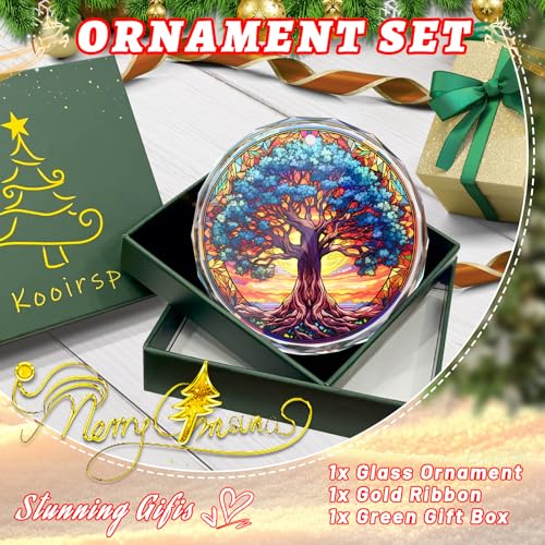 Tree of Life Stained Glass Christmas Ornament, Christmas Tree Decoration, Gift for Holidays - color: Tree of Life