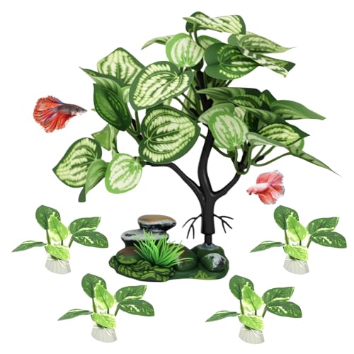 EDGCTYU Betta Fish Tank Decor, Silk Aquarium Plants for Aquarium Decoration and Fish Tank Decoration
