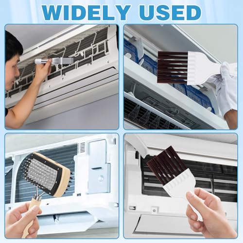 CANIPHA 3Pcs Air Conditioner Condenser Fin Cleaning Brush Refrigerator Coil Cleaning Brush Supplies, Stainless Ac Coil Cleaner, Evaporator Coil Cleaner, Mini Split Cleaning Kit Fridge Cleaner Tool - color: 3pcs