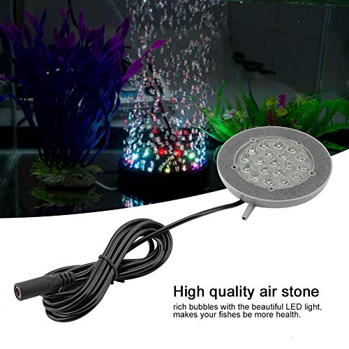 Zerodis Multi Colored LED Aquarium Air Stone Disk Round Bubble Generator Bubble Air Stone Fish Color Changing Submersible Light with 19 LEDs for Fish Decoration