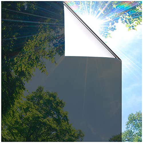 Coavas One Way Privacy Window Film, Heat Control Window Tint for Home, Sun Blocking Reflective Window Film See Out Not in, Anti UV Static Cling for Windows Office Door (Black, 17.5 Inch X 6.5 Feet) - color: Black-silver, size: 17.5 x 78.7 Inch
