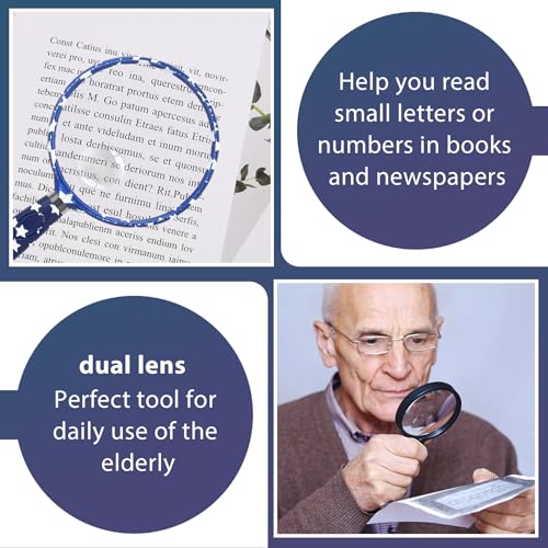 Feosky Handheld Reading Magnifier, 10X 30X Magnifier, 75mm Shatterproof Lens, Non-Slip Handle for Adults Close Work, Seniors Reading and Nature Exploration, Hobby Observation(Star) - color: Multi02, size: 75mm