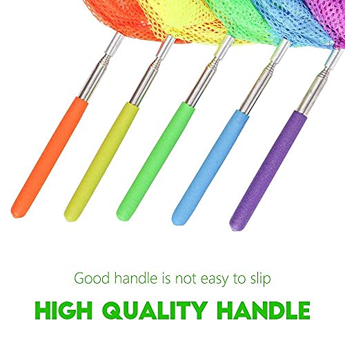 Kids Telescopic Butterfly Fishing Nets for Kids Catching Insect Net Outdoor Tools for Catching Bugs Fish Insect Ladybird, Extendable 34 Inches and Anti Slip Grip - color: 5 Pack