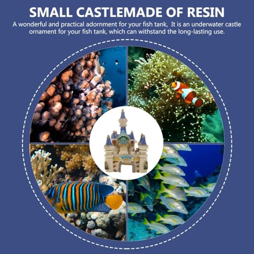 balacoo Fish Tank Castle Decor 5.70X4.33X4.33In Aquarium Underwater Castle Ornament Resin Hideout for Betta Tropical Fish