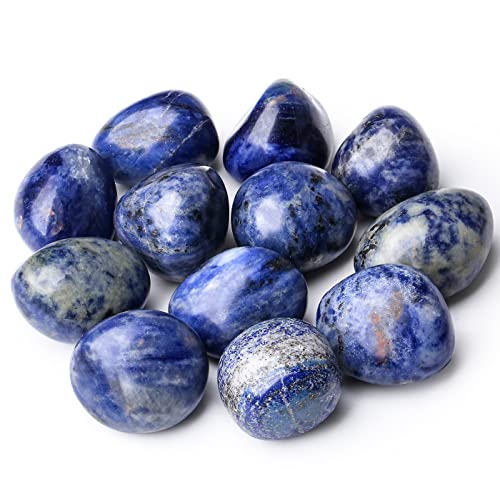 DUQGUHO Blue Sodalite Natural Healing Crystals Stones Set Polished Tumbled Irregular Pebble Stones Rocks 0.45 lbs - color: 08 Blue Sodalite