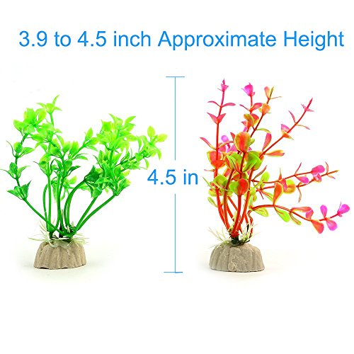 COMSUN 10 Pack Artificial Aquarium Plants, Small Size 4 to 4.5 inch Approximate Height Fish Tank Decorations Home Décor Plastic - color: Assorted Color
