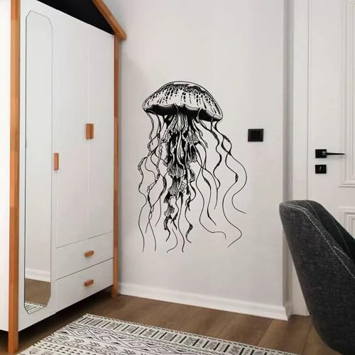 Large Jellyfish Wall Decal,Under The Sea Jellyfish Wall Sticker,Waterproof Peel and Stick Removable Ocean Mural for Baby Nursery Boy Girls Room Bedroom Bathroom Daycare Playroom Classroom Wall Decor