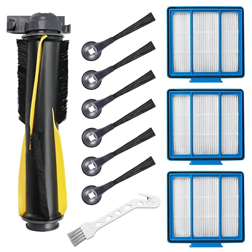 Replacement Parts for Shark Robot Vacuum R101AE RV1001AE AV911S RV2001WD RV1100SRUS RV1100VRUS by Techecook - Includes 6 x Side Brushes, 3 x Filters,1 x Main Rolling Brush and 1 x Cleaning Brush